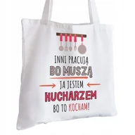 Torby i wózki na zakupy - Torba Bawełniana biała dla Kucharza Na Prezent ekologiczna Trwały Nadruk - miniaturka - grafika 1