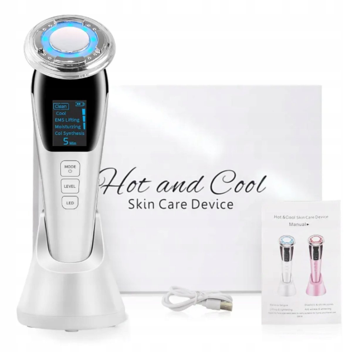 BEZPRZEWODOWY MASAŻER GRZEJĄCY URZĄDZENIE DO MASAŻU MASAŻ TWARZY SZYJI EMS