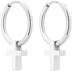 Srebrne kolczyki koła z krzyżykami - Biżuteria religijna - miniaturka - grafika 1