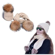 Czapki damskie - Komplet Damski Czapka Damska Zimowa + Szalik - miniaturka - grafika 1