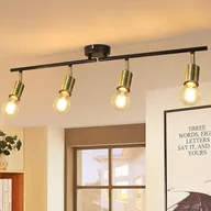Lampy sufitowe - ZMH lampa sufitowa vintage 4 płomienny reflektor sufitowy I E27 lampa sufitowa retro czarno-złota lampa do salonu obrotowa nowoczesne spoty sufitowe industrialne do salonu sypialnia kuchnia korytarze jadalnia - miniaturka - grafika 1