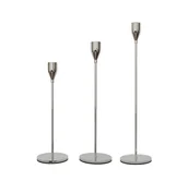 Świeczniki - Świecznik Zestaw 3 minimalistycznych świeczników metalowych srebrnych - miniaturka - grafika 1