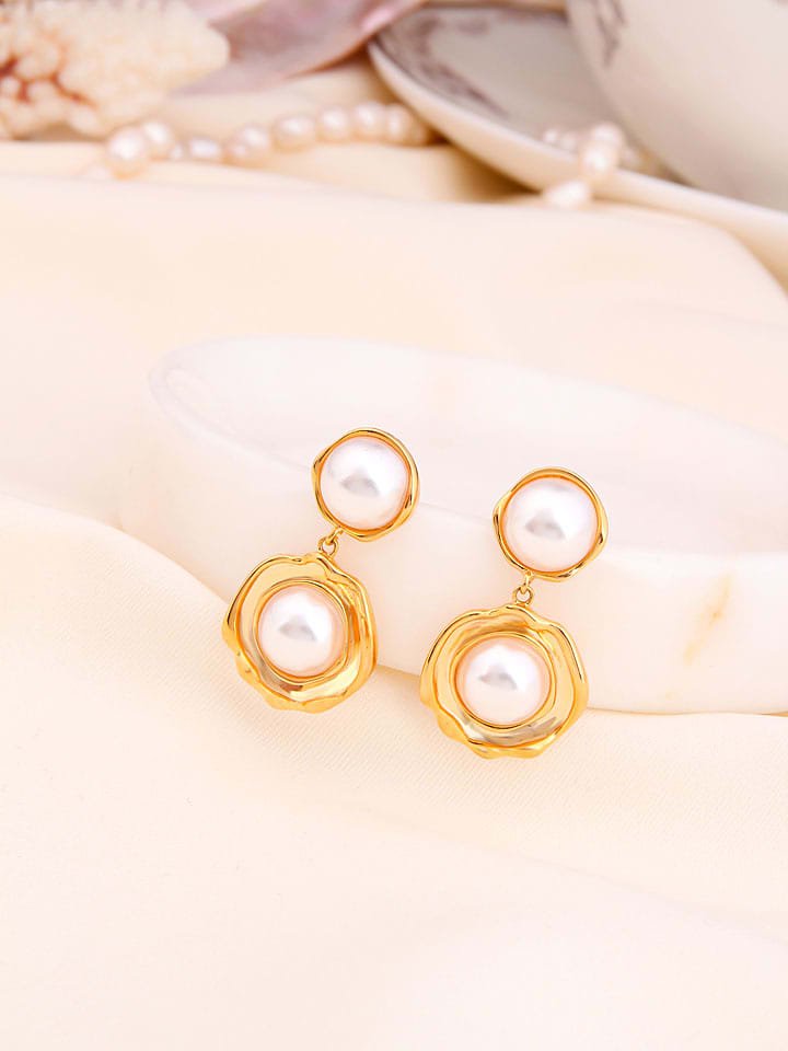 L'Atelier de Gaia Pozłacane kolczyki-wkrętki z perłami