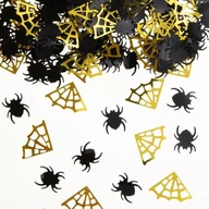 Halloween - Konfetti foliowe Halloween Pająki i pajęczyny złoto-czarne 15g - miniaturka - grafika 1