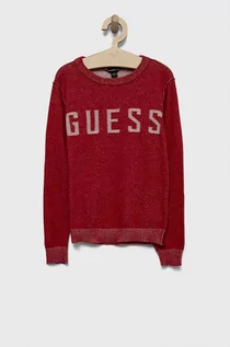 Swetry dla chłopców - Guess sweter bawełniany dziecięcy kolor czerwony lekki - grafika 1
