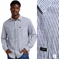 Koszule męskie - Lee Worker Shirt 2.0 Hickory Luźna Bawełniana Koszula W Paski Relaxed S - miniaturka - grafika 1
