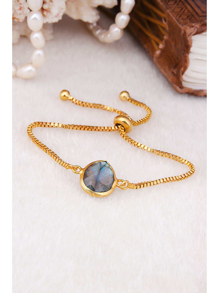 Pierres delicates Pozłacana bransoletka z amazonitem