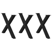 Zawiasy, okucia i inne akcesoria - Nogi do stołu jadalnego w kształcie litery X 3 szt. Czarne 90x(72-73) cm Stal vidaXL - miniaturka - grafika 1