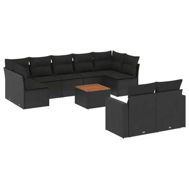 Zestaw mebli ogrodowych modułowych czarny rattan PE 62x62x69 cm