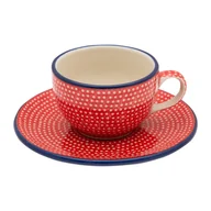 Filiżanki - FILIŻANKA podwójne espresso 100 ml ze spodkiem - Ceramika Artystyczna Bolesławiec - miniaturka - grafika 1