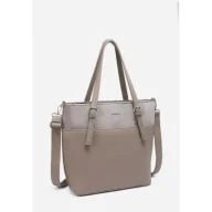 Torebki damskie - Modna Torebka Damska Beżowa Torba LUIGISANTO Shopper Z Zamszem - miniaturka - grafika 1