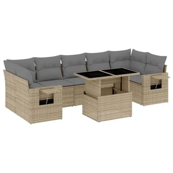 Zestaw mebli ogrodowych modułowych beżowy rattan PE 62 x 62 x 69 cm