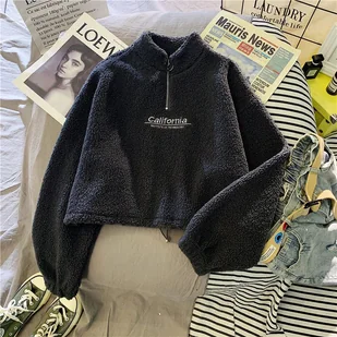Bluza polarowa damska - Czarny - Bluzy damskie - miniaturka - grafika 1