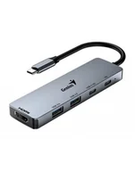 Huby USB - Genius USB 3.0 hub 5-port, UH-500, szary, Genius, 2x USB 3.0,1x 2x USB-C,Power Delivery 100W 31240003400 - miniaturka - grafika 1