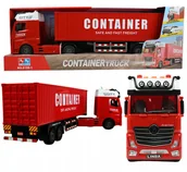 Samochody i pojazdy dla dzieci - DUŻA CIĘŻARÓWKA SAMOCHÓD Z KONTENEREM TIR Z NACZEPĄ AUTO ŚWIATŁO DŹWIĘK - miniaturka - grafika 1