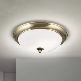 ORION Lampa sufitowa Empire, Ø 35,5 cm, antyczny mosiądz, matowe opalowe szkło - Lampy sufitowe - miniaturka - grafika 1