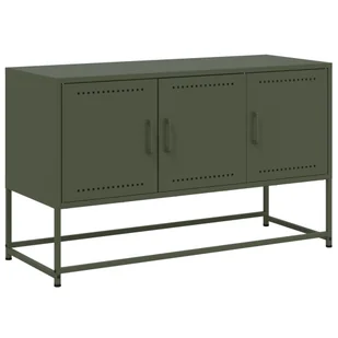 vidaXL Szafka pod telewizor oliwkowa zieleń 100,5x39x60,5 cm stal - Szafki RTV - miniaturka - grafika 1