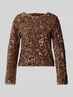 Bluzki damskie - Bluzka o kroju regular fit z długim rękawem i cekinami model ‘CONFIDENCE’ - miniaturka - grafika 1