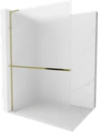 Ścianki i drzwi prysznicowe - Mexen Kioto+ L ścianka prysznicowa z półką Walk-in 70 x 200 cm, szron, złota - 800-070-123-50-30 - miniaturka - grafika 1