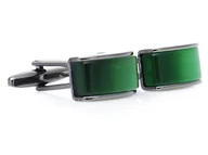 Spinki do mankietów i krawatów - Zielono-grafitowe prostokątne spinki do mankietów A303 - miniaturka - grafika 1