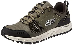 Skechers Męskie trampki Escape Plan, Zielona oliwkowa skórzana siateczka czarna wykończenie Olbk, 46 EU - Trampki męskie - miniaturka - grafika 1