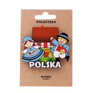 Magnesy - DREWNIANY MAGNES NA LODÓWKĘ FOLK - PARA KASZUBSKA FOLKSTAR - miniaturka - grafika 1