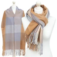 Apaszki i szaliki damskie - Duży Szal Damski Kaszmirowy Szalik Ciepły Kratka W Kratkę Kaszmir Kolory - Sza-H-9748-19 - miniaturka - grafika 1