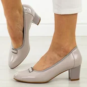 Czółenka - Szare czółenka damskie na słupku Vinceza 58487 - miniaturka - grafika 1