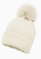 Czapki dla dzieci - Dziewczęca czapka na zimę LAILANA z pomponem ekri - miniaturka - grafika 1
