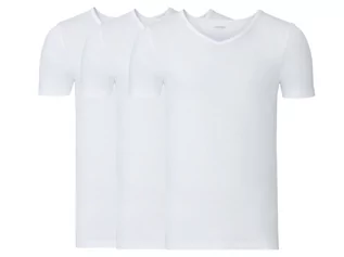 Koszulki męskie - LIVERGY LIVERGY Podkoszulka męska XXL z krótkim rękawem, z bawełny, 3 sztuki (8/XXL, Biały, Dekolt w kształcie litery V) 4056233978469 - grafika 1