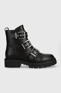Guess botki FL7OBI LEA10 damskie kolor czarny na płaskim obcasie OBIA - Botki damskie - miniaturka - grafika 1