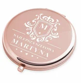 Lusterka do makijażu - Lusterko okrągłe różowe z grawerem dla szefowej na imieniny z okazji - miniaturka - grafika 1