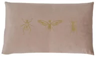 Poduszki dekoracyjne - Poduszka prostokątna beżowa welurowa ze złotymi owadami - miniaturka - grafika 1
