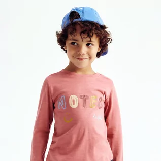 Bluzki dla chłopców - Reserved - Melanżowy longsleeve z nadrukiem - Różowy - grafika 1