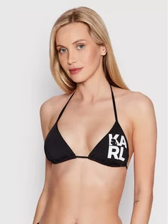 Stroje kąpielowe - KARL LAGERFELD Góra od bikini Printed Logo KL22WTP01 Czarny - grafika 1