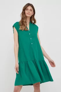 Sukienki - Marc O'Polo sukienka lniana kolor zielony mini oversize - grafika 1