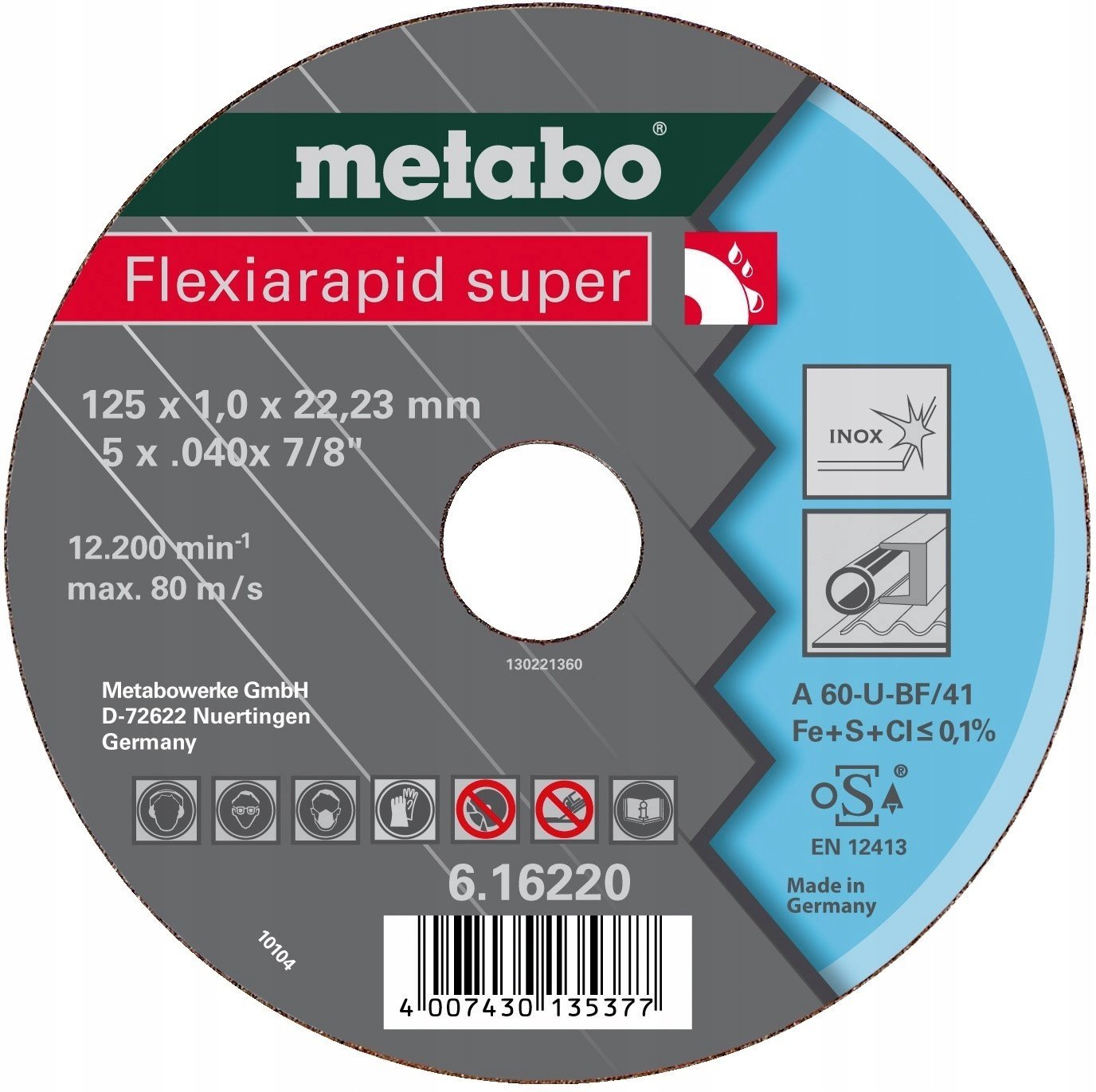 Metabo Flexiarapid super 180x1,6 x22,23 Inox