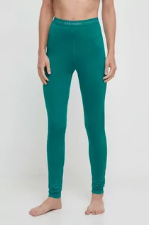 Spodnie sportowe damskie - Icebreaker legginsy funkcyjne 125 ZoneKnit kolor turkusowy - grafika 1