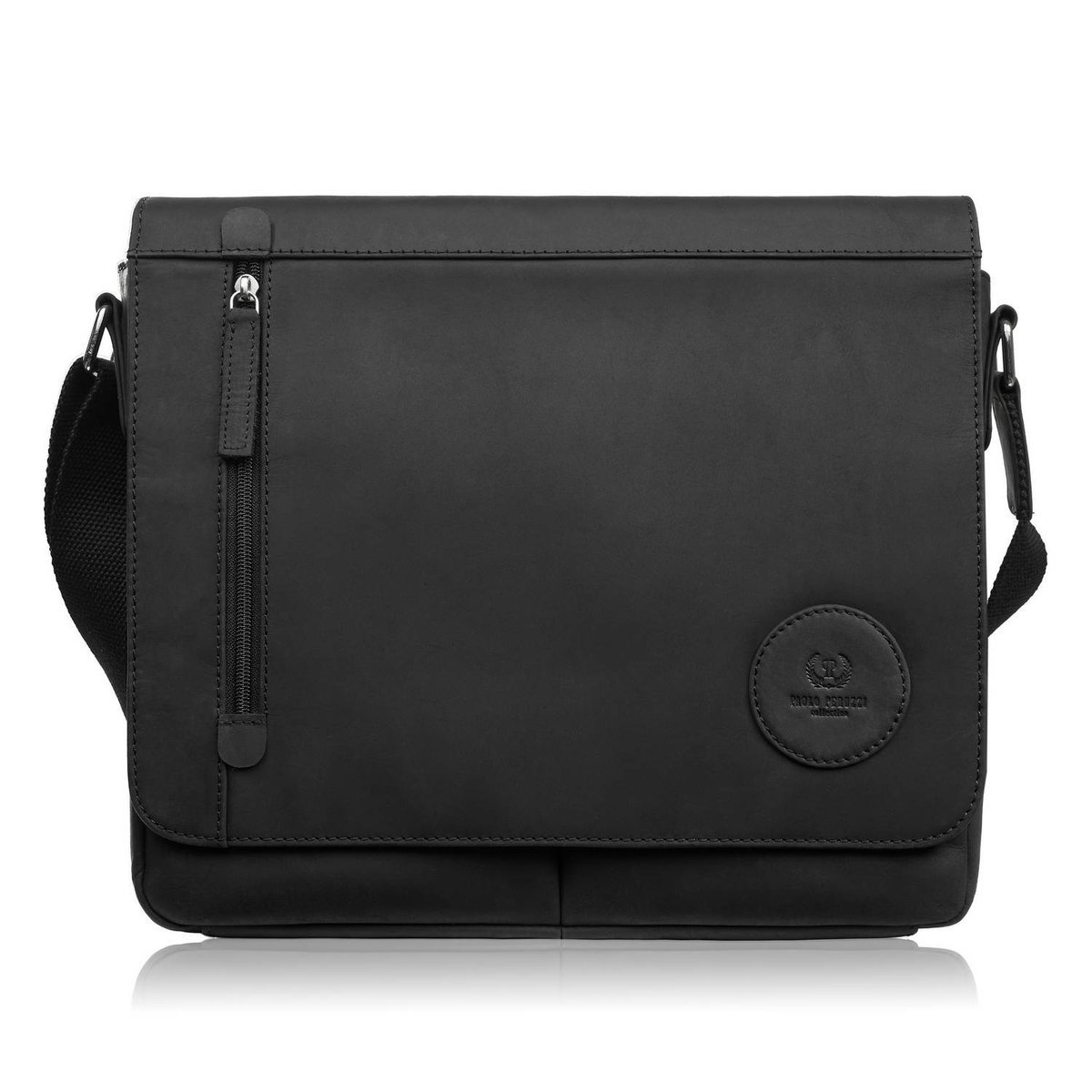 Męska czarna torba na ramie ze skóry naturalnej vintage Paolo Peruzzi T-147-HBL