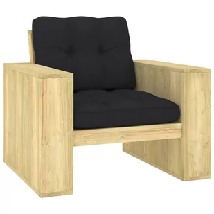 vidaXL Krzesło ogrodowe z czarnymi poduszkami impregnowana sosna 3065748 - Fotele i krzesła ogrodowe - miniaturka - grafika 1
