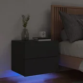 Szafki nocne - vidaXL Wisząca szafka nocna z podświetleniem LED, czarna - miniaturka - grafika 1