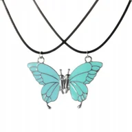 Biżuteria dla dzieci - Naszyjnik BFF Motyl turkusowy - elegancka biżuteria dla przyjaciółek - miniaturka - grafika 1