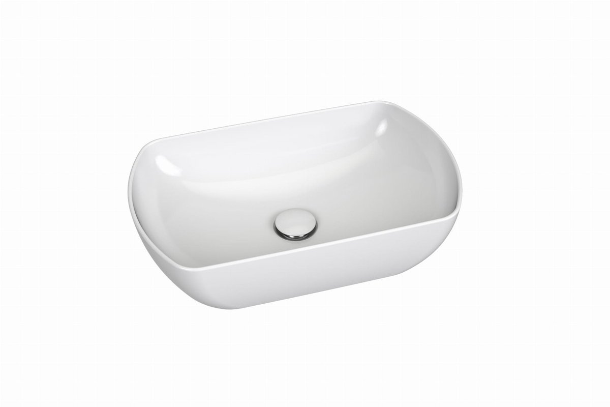 Ravak Prostokątna umywalka ceramiczna nablatowa Split Oval 500x310 biała 1szt