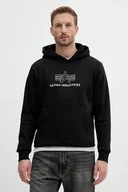 Bluzy męskie - Alpha Industries bluza męska kolor czarny z kapturem z aplikacją 148346.373 - miniaturka - grafika 1