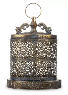 Lampion Antyczny Złoty Metal 34x22x14 cm - Świeczniki - miniaturka - grafika 1