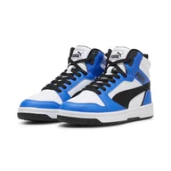 Buty trekkingowe dziecięce - Młodzieżowe sneakersy Rebound V6 Mid PUMA White Black Racing Blue - miniaturka - grafika 1