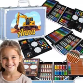 Masy plastyczne - ZESTAW ARTYSTYCZNY DO MALOWANIA IMIĘ KOPARKA SPYCHACZ PREZENT DLA DZIECKA - miniaturka - grafika 1
