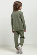 Spodnie i spodenki dla dziewczynek - Spodnie dresowe w typie jogger dla dziecka, MMD38, zielone - miniaturka - grafika 1