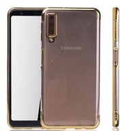 Etui i futerały do telefonów - Etui na telefon Samsung Galaxy A7 2018 Gold - Clear - silikonowe etui TPU na tył telefonu w kolorze przezroczystego złota - miniaturka - grafika 1