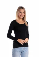 Bluzki damskie - Bawełniana koszulka z długim rękawem czarna/Golden queen - miniaturka - grafika 1